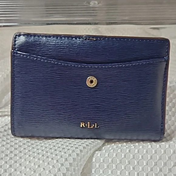 LAUREN RALPH LAUREN NAVY CARD CASE WALLET FOR WOMEN - Picture 1 of 11